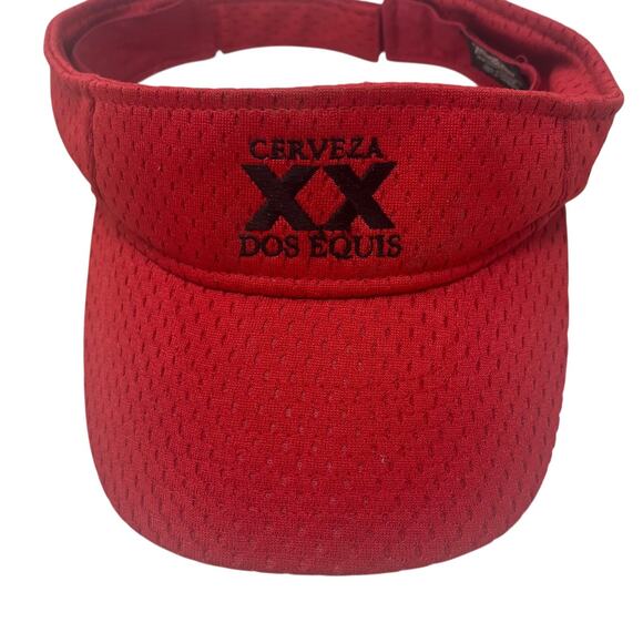 Cerveza Dos Equis Visor Hat Mens One Size Adjustable Promo Beer Logo Mesh Red - Picture 1 of 7
